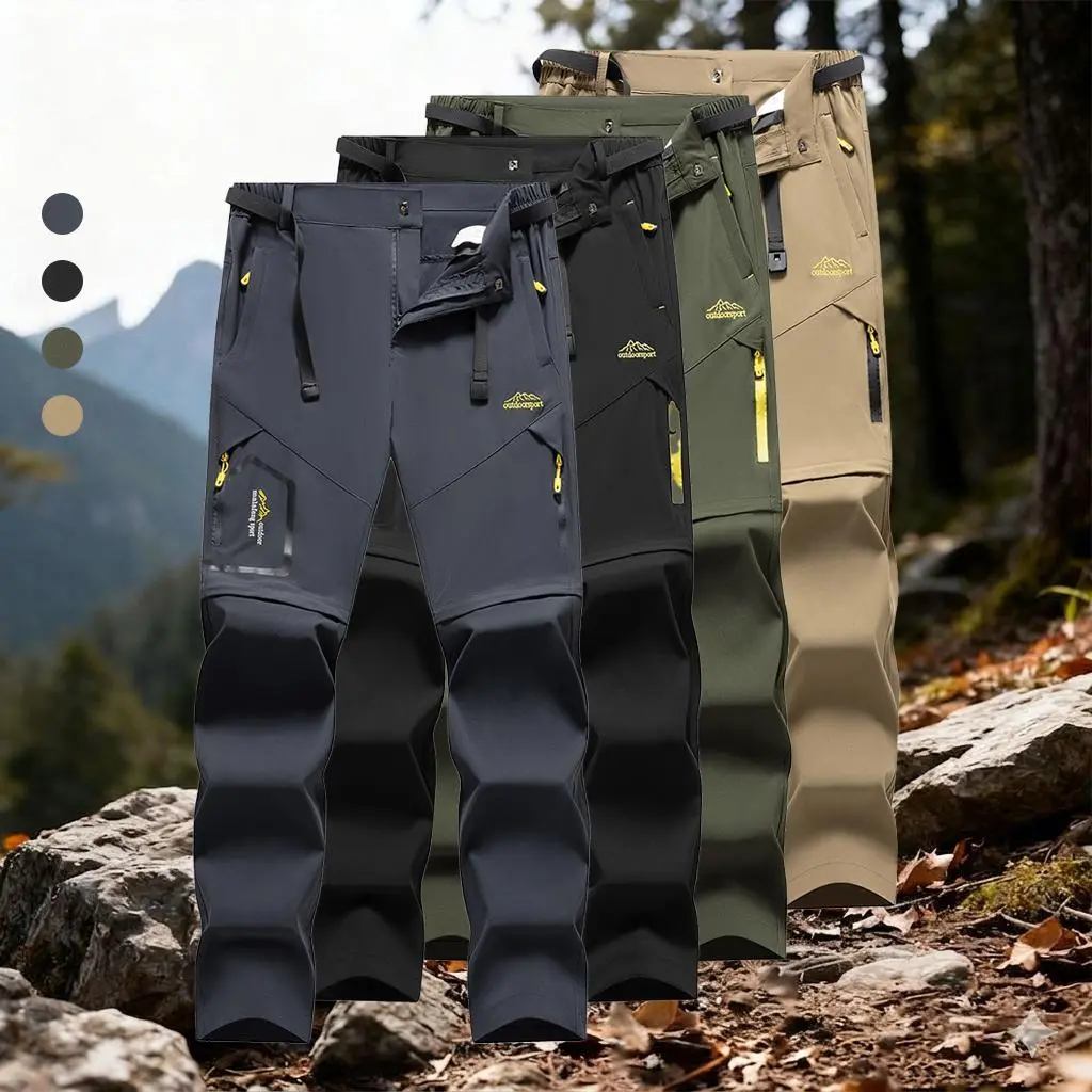 Men's Convertible Tactical Work Pants with Zip Off Design, Multi Pocket Durable Fabric for Outdoor Work, Hiking & Mountaineering, Regular Fit Solid Color Pants for four seasons
