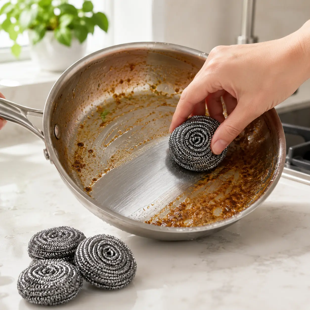20Pcs Steel Wool Scrubbers Bulk Pack, Flexible Stainless Steel Scrubber Pads for Heavy-Duty Cleaning, Rust-Resistant Metal Mesh Sponges for Pots, Pans & Grills
