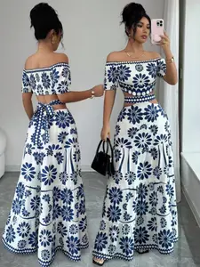 Women's Casual Boho Vacation Dress, Sleeveless Floral Print Design, Bow Waistband, Comfortable and Stylish Summer