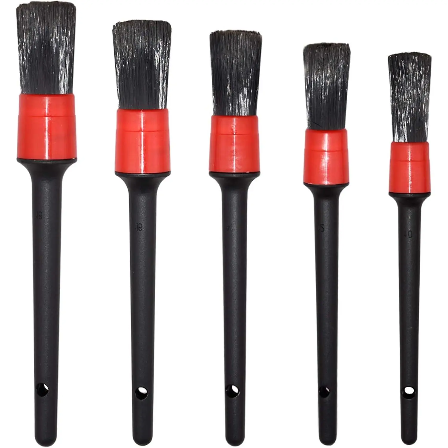 Automotive & Motorcycle Multi-Size Detail Brush Set - 5 Mixed Fiber Plastic Handle Brushes for Cars/Motorcycles, Engine, Wheels, Cleaning Grills, Bicycles, Inner Fender, with Manufacturer Warranty