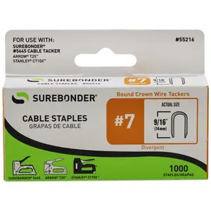 9/16" Heavy Duty Round Crown Cable Staples - 1000 Count | #7 Series