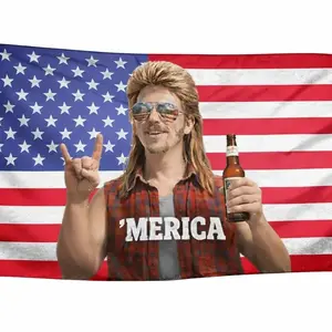 ’MERICA Mullet Man American Flag – Funny Patriotic Gift Freedom Lovers Funny Flag Bedroom Colorful Garden Flag Outdoor Yard Decor Double Sided Premium 100% Polyester Weather Resistant Unique Housewarming Gift