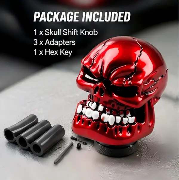Evil Skull Car Shift Knob, Universal Fit for All Vehicles, Automotive Interior Gear Stick Accessory for Stock Shifter Replacement, Car Accessories, Accessories For Caret silverado extenders manual red aluminum handle cover upgrade usb rechargeable color
