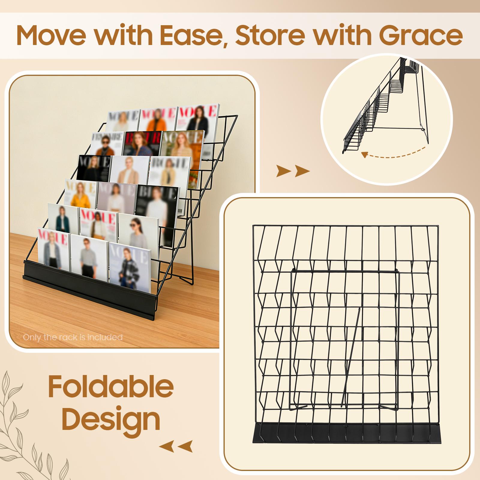 6 Tier Tabletop Book Rack 44lbs Capacity for Magazines Records Office Home