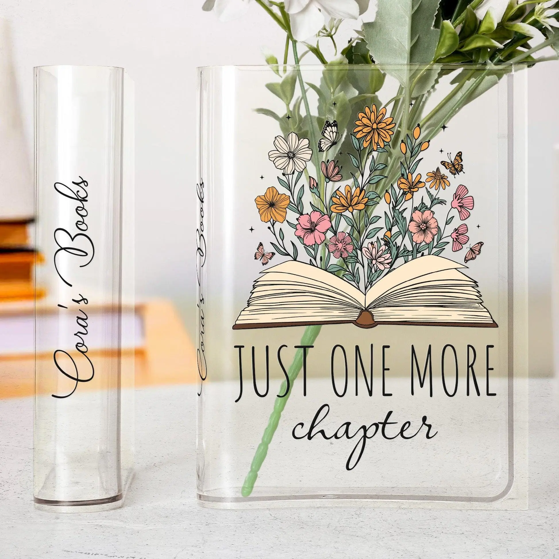 Personalized Acrylic Book Vase, Custom Name Gift for Book Lovers, Book Shaped Vase, Flower Bookshelf, Gift for Her, Graduation Gifts, Graduation Decoration 2026