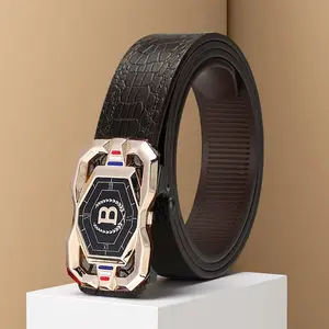 Men's Sleek Automatic Buckle Belt -GenuineFauxwithTextured Square Pattern, Black, Simple&StylishDesignforCasual Attire,Casual WearBeltStylishSquarePatternPolished Alloy Buckle, FauxLeatherBelt