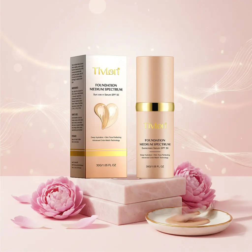 Tivlon4in1 Color-Changing Foundation Powder, 30g Oil Control, Long-Lasting Lightweight Natural Finish, Flawless Makeup, Valentine's Gift