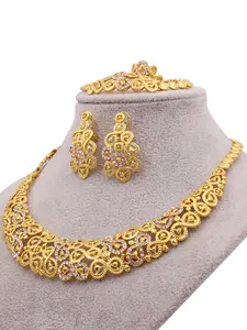 ✨5-Piece Luxury Set✨ Gold Crystal Jewelry for Bride! Complete Necklace Set, Wedding/Party Wear, FREE GIFT BOX!