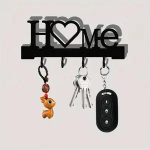 Heart Shaped Key Holder Rack, No Drilling Installation, Space-Saving Entryway Decor, Durable Plastic Wall Mounted Key Hook Stand, Wall Mounted Organizer