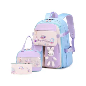 3-Piece Cute Bunny Backpack Set - Girls School Bag with Matching Lunch Box & Pencil Case 3-Piece Cute Bunny Backpack Set - Girls School Bag with Matching Lunch Box & Pencil Case