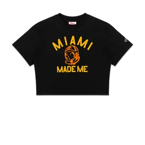 Miami Made Me Cropped Tee - 100% Cotton Unisex Classic Fit Advanced Digital Print Soft Comfortable High-Quality Fabric Rivet Tassel Open Front Faux Suede Vest