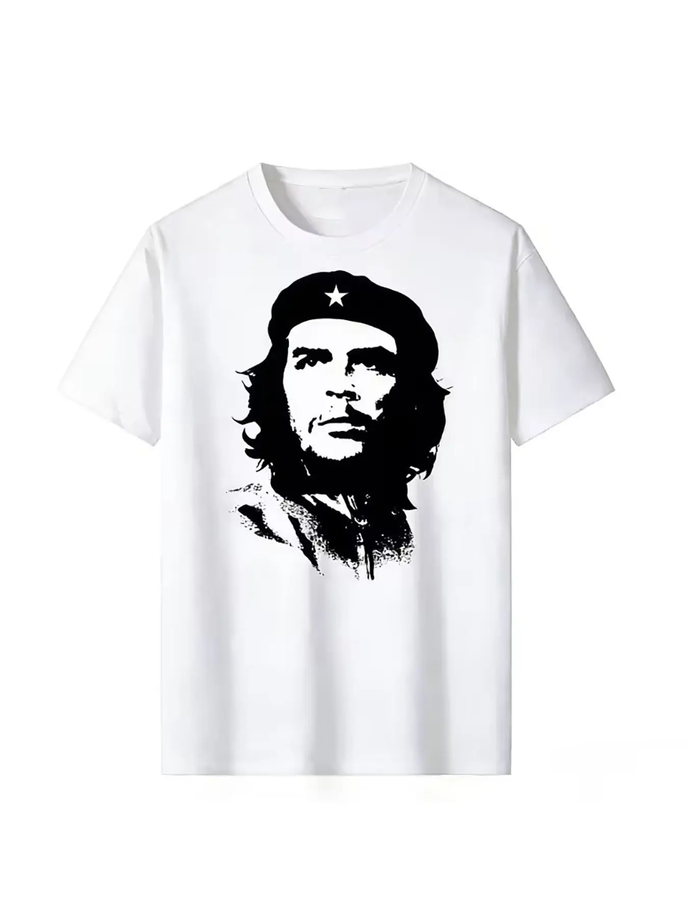High-Quality Short Sleeve Che Guevara Revolution Print T-Shirt, Casual Printed Streetwear O-Neck Tee, Fitted Style, All Seasons Wear, Graphic Pattern, Menswear