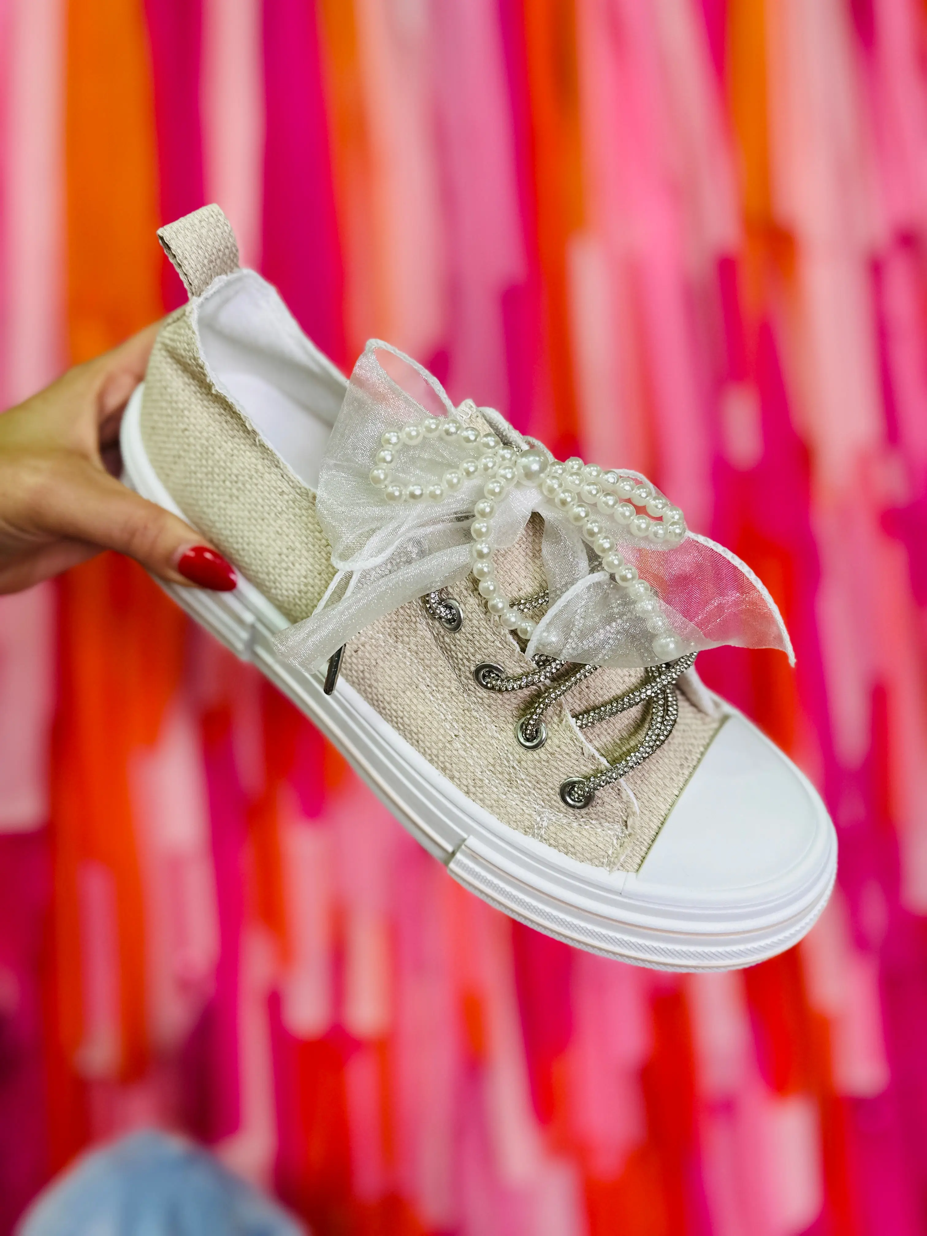 Aman Pearls Sneakers - Natural
