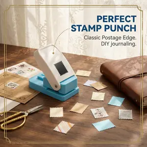 Stamp Puncher, 1X0.8inch Rectangular Postage Stamps Punches, Stamps Shaped Paper Punch, Lever Paper Punches for Crafting,Craft Cutter Hole Puncher for Scrapbooking Journaling Card Making