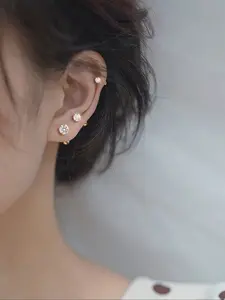 Stainless Steel Zirconia Stud Earrings Set, Non-Surgical Ear Piercing Jewelry, Hypoallergenic and Durable, Perfect for Daily Wear