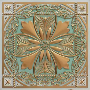 From Plain To Beautiful In Hours Helena 2 ft. x 2 ft. PVC Glue-Up or Lay-In Faux Tin Ceiling Tile - #337 - (Pack of 10) / 40 sqft