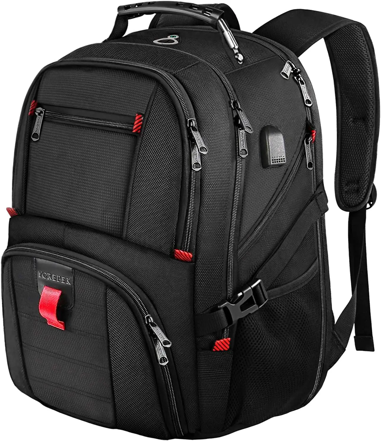 YOREPEK Travel Backpack, Extra Large 50L Laptop Backpacks for Men Women, Water Resistant College Backpacks Airline Approved Business Work Bag with USB Charging Port Fits 17 Inch Computer, Black YOREPEK