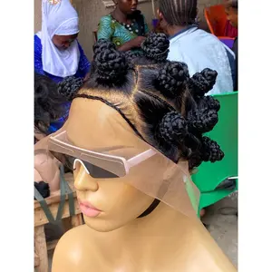 Bantu Knots Wig "Swiss Full Lace" Black Color, Gluless - Joanne