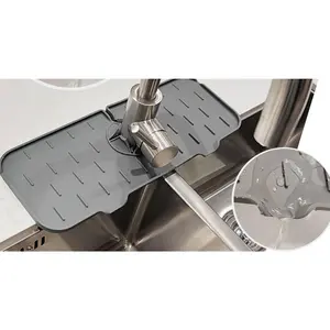Kitchen Sink Splash Guard - Silicone Faucet Handle Drip Catcher Tray, Dish Soap Dispenser and Sponge Holder Mat Behind Faucet, Kitchen Guard Gadgets Sink Accessories for Kitchen Counter and Bathroom