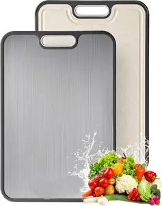 Titanium Cutting Board for Kitchen, Non Toxic 2-in-1 Cutting Board Double Sided Food Grade Pure Titanium, Knife Friendly Easy to Clean Large Size 15”×10.3”