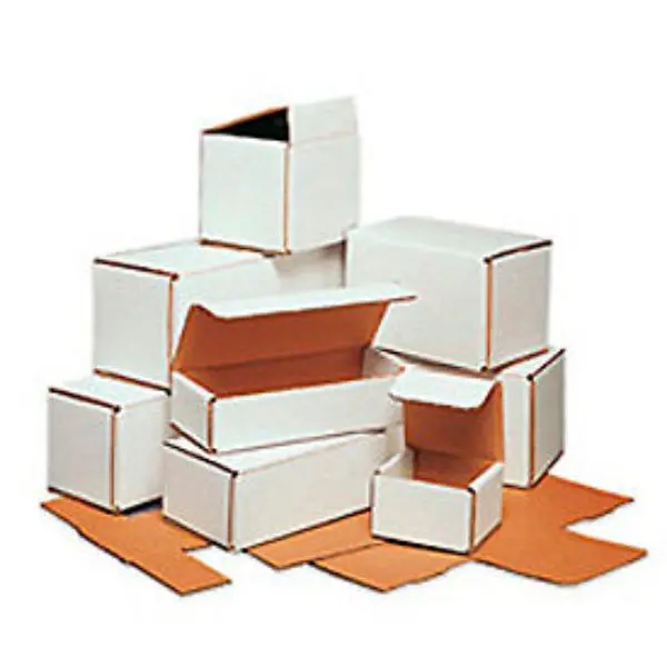 Global Industrial B40213 Lightweight White Corrugated Cardboard Mailers - 6.5x2.5x1 in. - Pack of 50 - No Staples, No Glue Needed, Super Strong Double-Wall Protection, Crush-Resistant - Plain Sealed Carton - Recycled Postal Supplies for Office Use