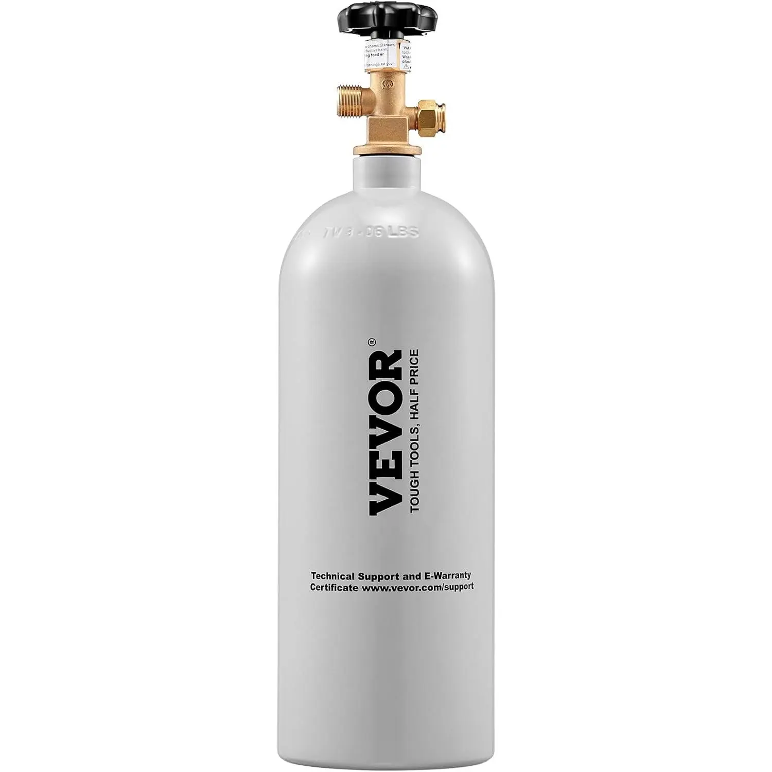 VEVOR 5 lbs Aluminum Alloy CO2 Tank, Light Gray Spray Coated Cylinder with CGA320 Valve, Adjustable Pressure (0 to 60, 65, 1800 psi), External Threads, DOT Approved for Draft Beer Dispensing, Soda Maker, 0 To 60 Psi, 65 Psi