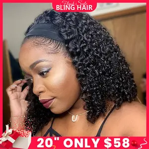 Bling Hair VIP Kinky Curly Headband wig Human Hair No Gel Kinky Curly Headband Wigs for Black Women 180 Density None Lace Front Wigs Human Hair #headbandwig #TikTokShopHolidayHaul