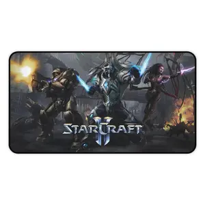 StarCraft II Desk Mat, Extended Gaming Mouse Pad with Terran Protoss Zerg Artwork, Waterproof Non-Slip Large Keyboard Pad, Perfect Gift for RTS Gamers