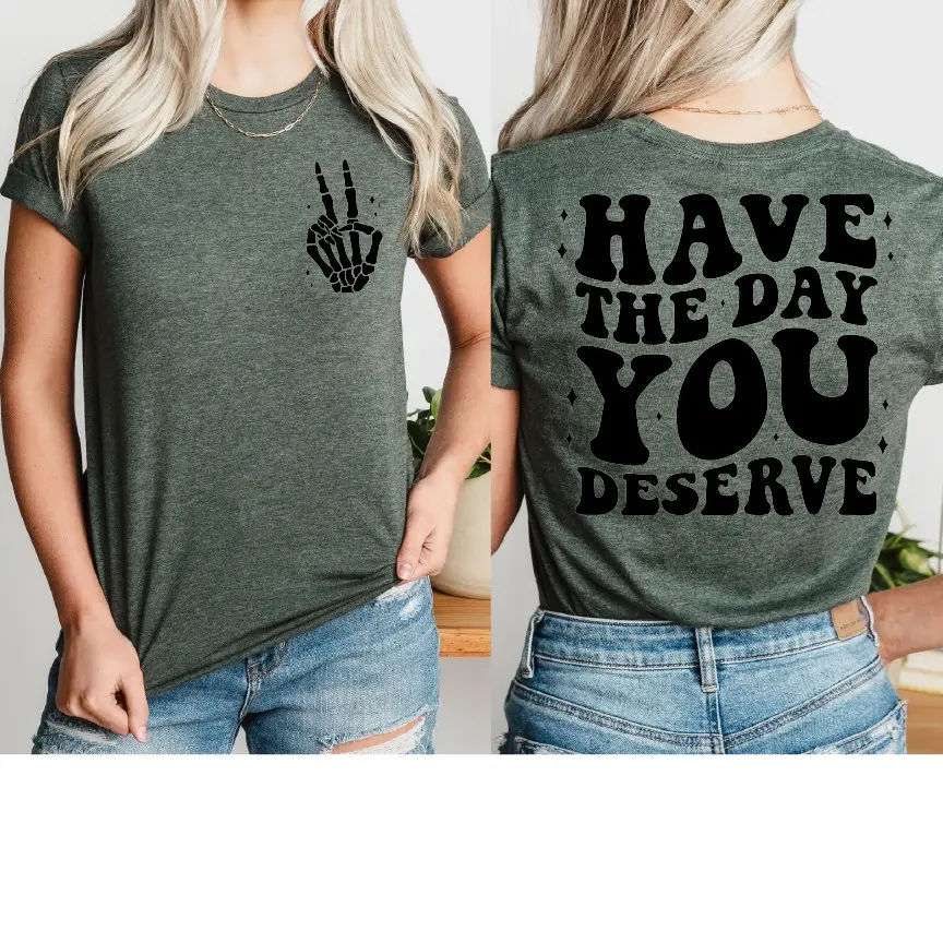 Karma sarcastic t-shirt ,Have the day your deserve t shirt, womens tshirt, bella canvas shirts Breathable Casual Cotton Printed Womenswear Top Comfortable Graphic Soft Fit Lightweight Short Sleeves Streetwear