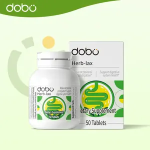 DOBO Herb-lax 6-in-1 Overnight Herbal Laxative Tablets, 50 Tablets - Senna Leaf & Fibers for Gentle Constipation Relief & Digestive Support