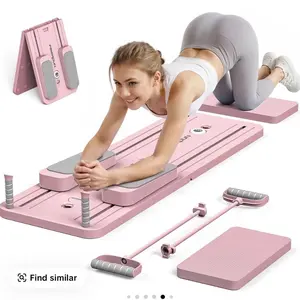 FEIERDUN Multi-functional Pilates Board Ab Core Strength Workout Equipment Foldable Home Pilates Reformer 300LBS Capacity for Full Body Workout with Non-Slip Mat and Compact Design