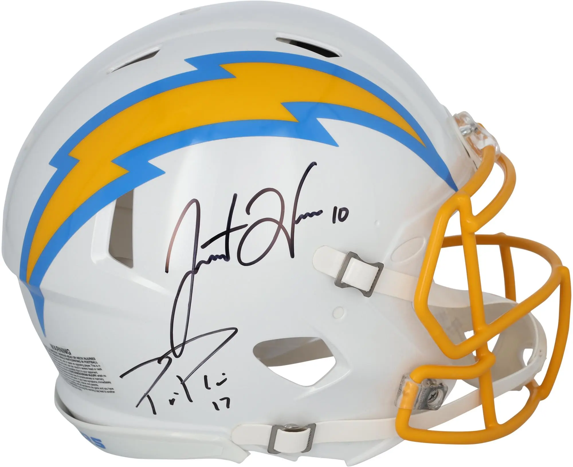 Philip Rivers and Justin Herbert Los Angeles Chargers Autographed Riddell Speed Authentic Helmet - Fanatics Authentic Certified
