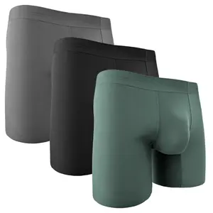 Nylon 7in Seamless Pouch Boxer Briefs 3pk Black/Heather Gray/Slate Green Menswear Underwear Plain Man Fabric Socks