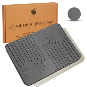 Stone Dish Drying Mat for Kitchen Counter - Diatomaceous Earth Drying Mat | -Absorbing, Minimalist Design, Durable Diatomite | Non-Slip, Heat Resistant, Easy-to-Clean |  Brand | 15.7"x11.8"