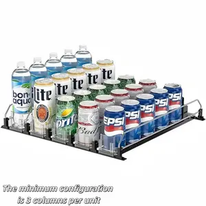 Refrigerator Self-Pushing Beverage Dispenser Adjustable Beverage Push Rod Slide Organizer for Fridge Stackable Fridge Organizer Fridge Organizers Refrigerator Storage Easy-to-Clean Drink Dispenser for Pantry and Kitchen Soda Can Beer Drink OrganizerFridge