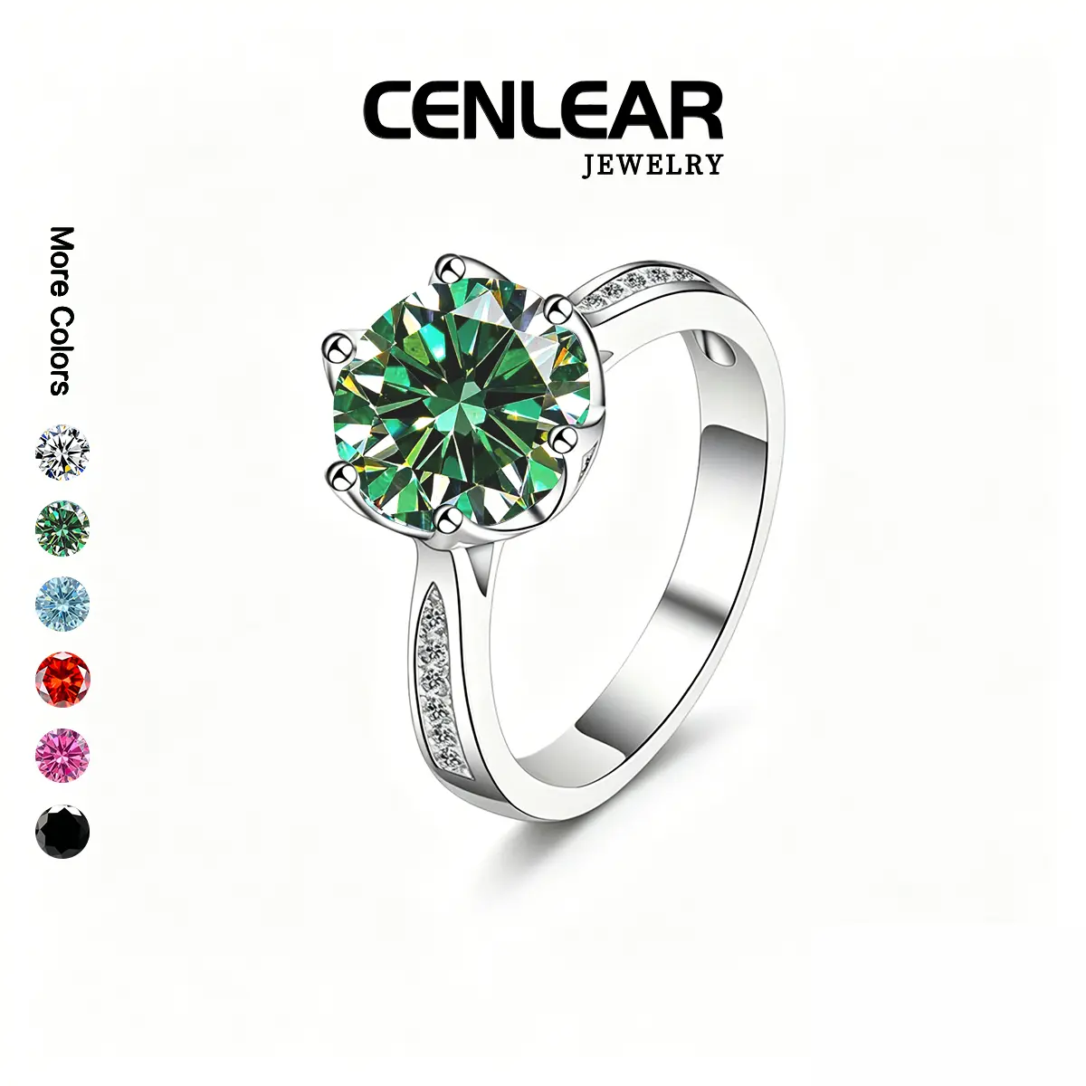 CENLEAR 3CT Forest Green Moissanite Ring Luxury Silver Promise Ring Bridal Engagement Jewelry Sets, Multi Color Moissanite Diamond Ring with Box Elegant Ring