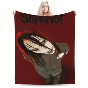Joey Jordanson Slipknot Band Durability Flannel Blanket - Vibrant Red & Black Mask Design, All-Season Soft Warmth, Durable Tear-Resistant Bedding for Fans, Home Decor, Fan Merchandise | Animethemed Decor | Tearresistant Fabric, Blanket for Bed 146
