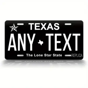 Customized Texas Black Aluminum License Plate - 29x14cm Personalized TX Auto Tag, Vehicle Accessory, Ideal Gift for Car Enthusiasts