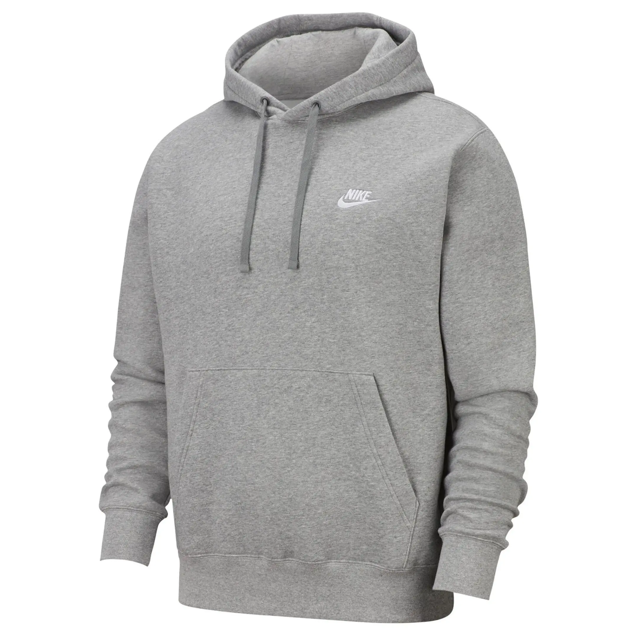 Nike Pull Over Hoodie, Dark Grey Heather/Mattelic Silver/White, Large