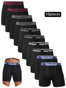 10pcs Mid-Length Boxer Shorts for Men, Comfortable Male Underwear, Casual Home Wear, Soft Fabric, Ideal for Daily Use