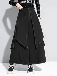 Mens High Waist Striped Long Pants Front Wrapped Trousers Culottes Casual Loose Fit Fit Trousers Casual Fashion Trousers Casual Fit Bottoms Casual Pocket Trousers