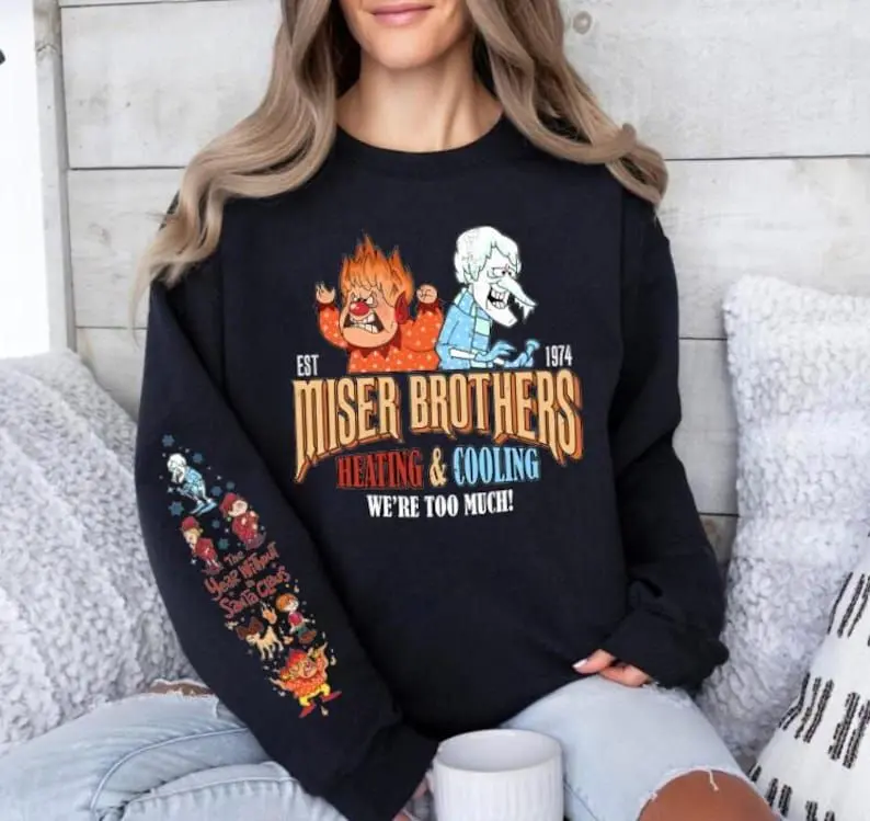 Miser Brothers Christmas Shirt Sweatshirt, Heat Miser and Snow Miser Shirt, Heating & Cooling Graphic Sweatshirt, Funny Retro Christmas Sweater