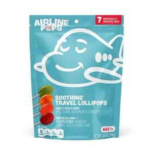 AIRLINEPOPS️ Soothing Travel Lollipops for Kids & Adults with Ear Pressure Relief - Natural Formulation & Calming Herbs - 7 Individually Wrapped Pops - Perfect for Stress-Free Flights