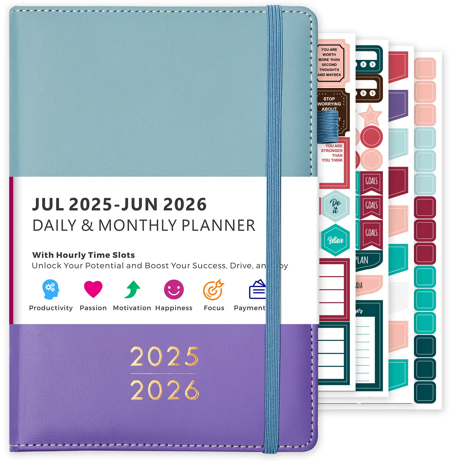 2025-2026 Daily and Monthly Planner, Academic Planner (July 2025 to June 2026), 5.7 "x 8.4", with Hourly Planner, 12 Monthly Tabs, Inner Pocket, Faux