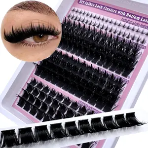 4-In-1 Dense Eyelash Clusters, 60D/100D/160D/200D/300D Bottom & Pointed Lashes, 180pcs/260pcs Thick Spiked Individual Lashes