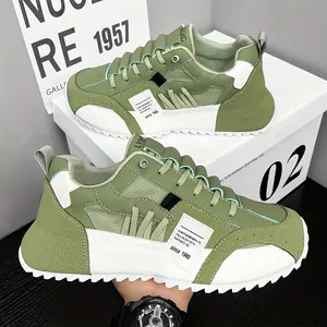 [Mesh Men's Sneakers] Breathable Mesh Men's Sneakers |     Non-Slip Thick Cushioned Sole, Durable Lace-Up Casual Sports Shoes with Fabric Lining & PU Upper for All-Season Comfort, Secure Fit Footwear