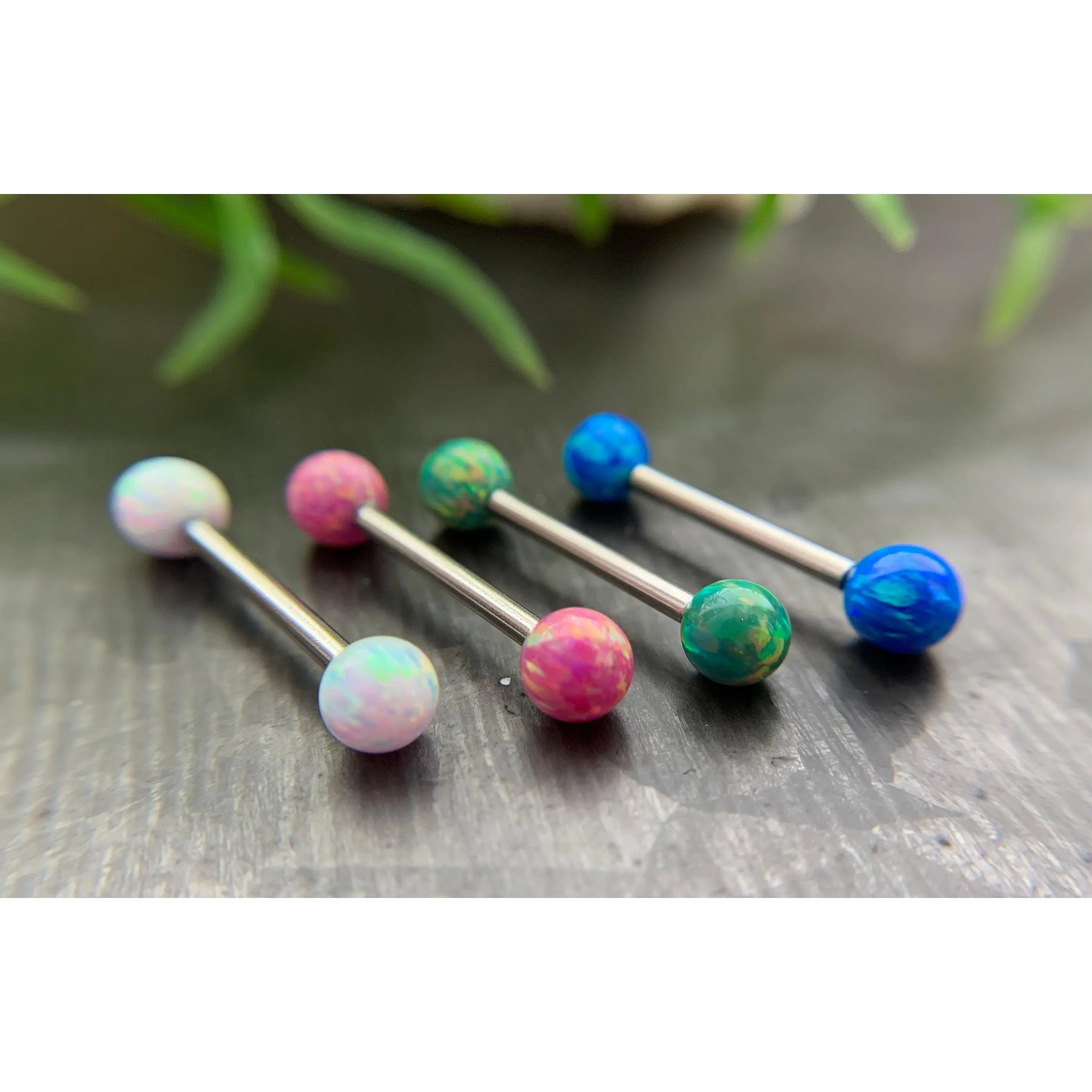 1 Piece or 1 Pair Beautiful Internally Threaded Opal Balls Nipple/Tongue Ring - Barbell 9/16"(14mm)