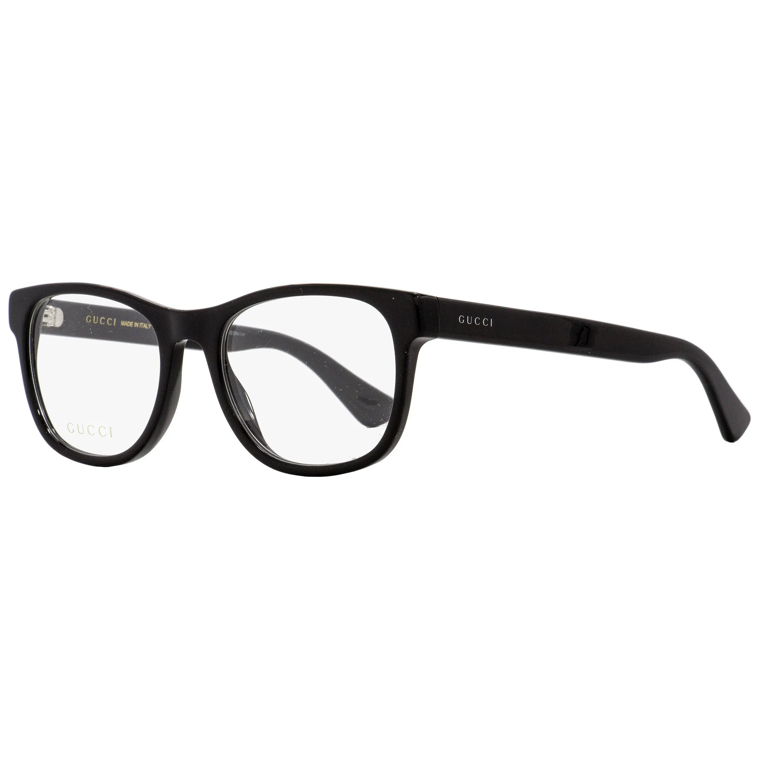 Gucci GG0004O Unisex Acetate & Optyl Rectangular Eyeglass Frames - 53mm Black Frames, Subtle Temple Branding, Unisex Names