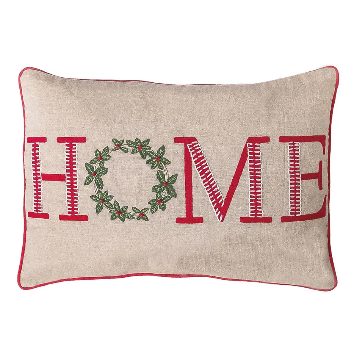 Peking Handicraft 31PK1001C20OB 14x20 in Embroidered Cloth Christmas Pillow, Decorative for Room Decor, House Decor Home Textiles & Soft Furnishings