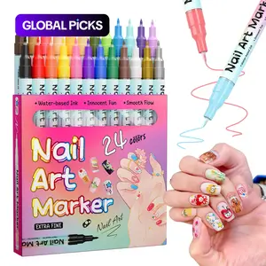 24 Color Nail Art Pens Set, Quick-Dry Nail Paint Markers, Doodle Pen Kit, Christmas Gift, Manicure Drawing Flower Pens